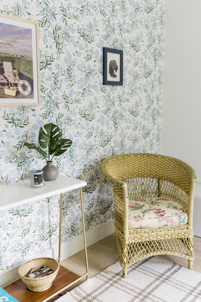 Wicker Chair with Wallpaper Wall